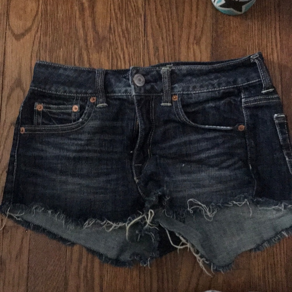 American Eagle Dark Wash High Waisted Jean Shorts